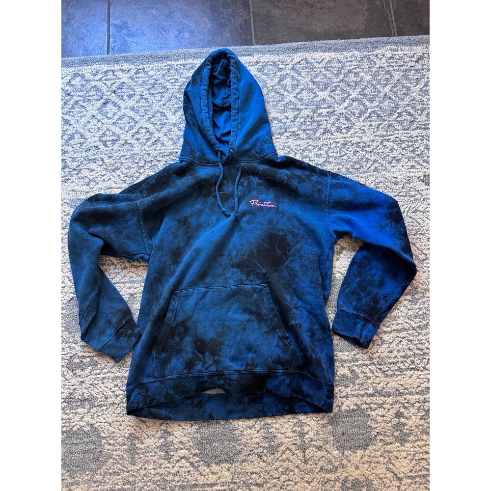 Primitive Tie-Dye Hoodie Renaissance Graphic Blue Black Pullover - Picture 2 of 2